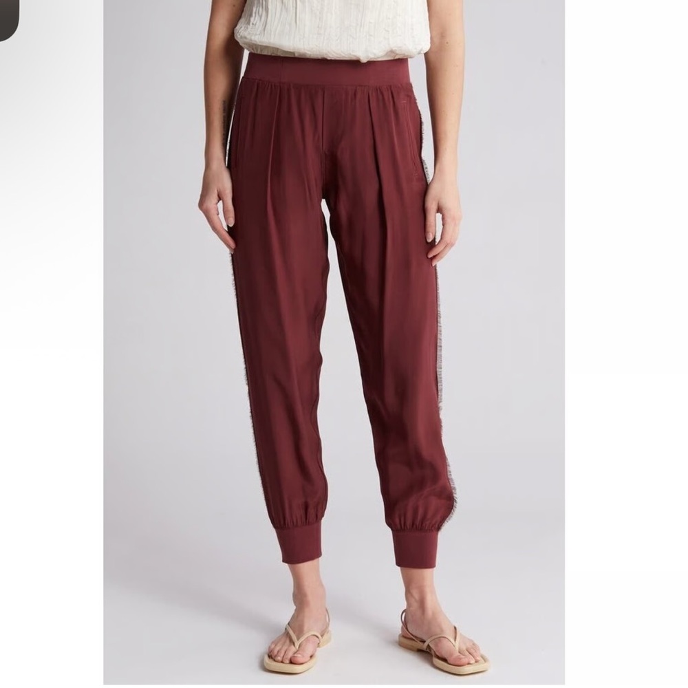 EUC ATM Women's Burgundy 100% Silk Jogger Pants
